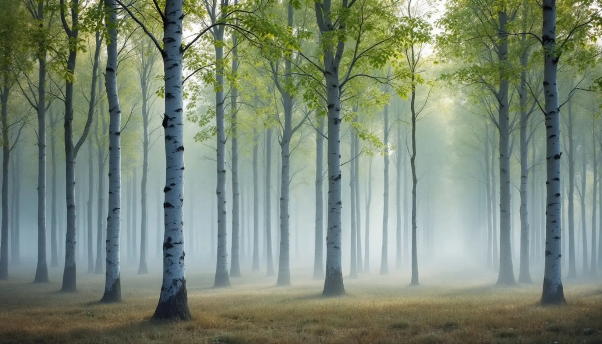 A quiet stand of slender white birch trunks in soft morning mist, FundBirch personal loan requests $100 to $5,000